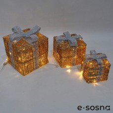 Подарки под елку золото с белыми бантами комплект
